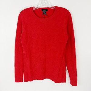 Forte Cashmere Red Crewneck Sweater Lightweight Size Medium